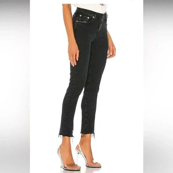 Agolde Denim - AGOLDE Toni Mid-Rise Slim Straight lyocell blend Jeans in Feral black sz 27